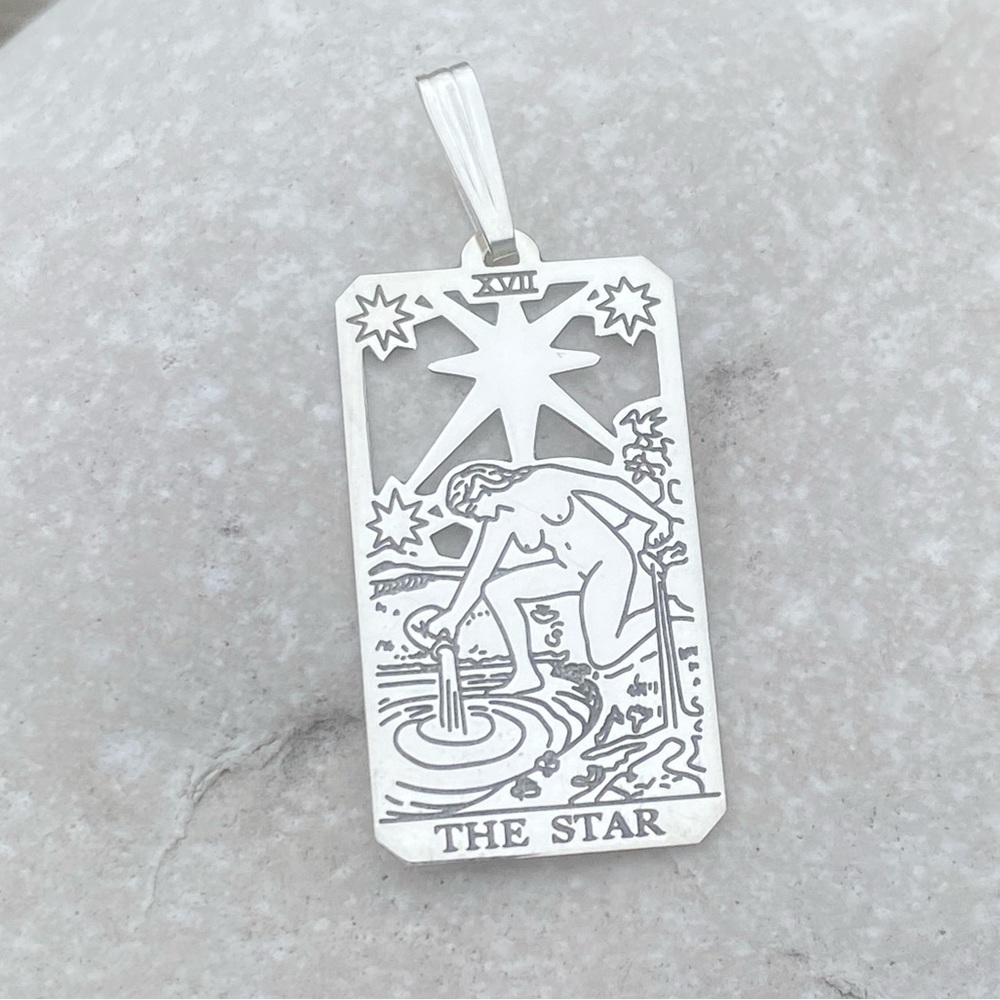 Star Tarot Card Pendant .925 Sterling Silver dainty Made in USA